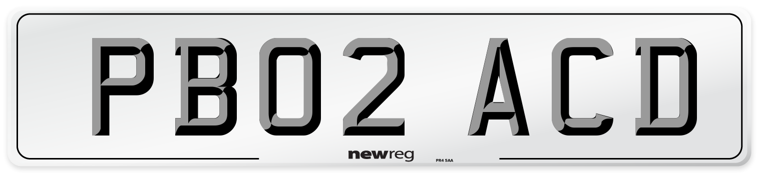 PB02 ACD Number Plate from New Reg